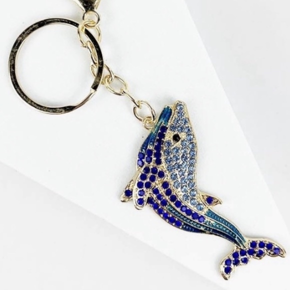 Unbranded Accessories - Dolphin Bag Charm/Keychain with Elegant Colored Rhinestone